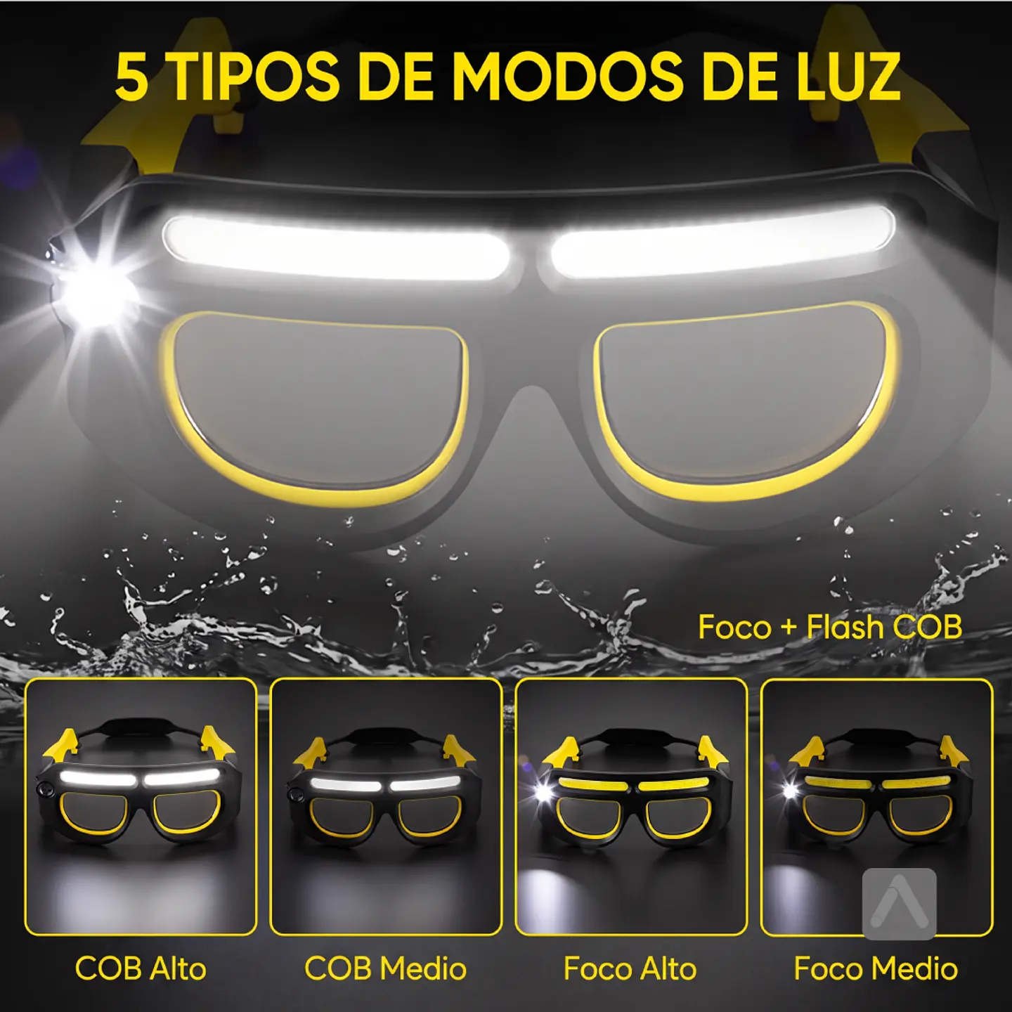 Lentes de Seguridad con LED Recargable y Filtro Solar Desmontable 4