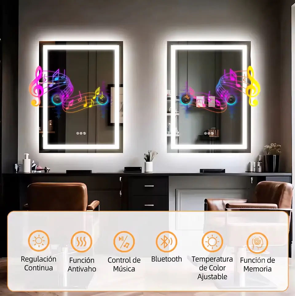 Espejo Inteligente de Lujo 50x70 cm con Bluetooth, WiFi y Control Táctil 6
