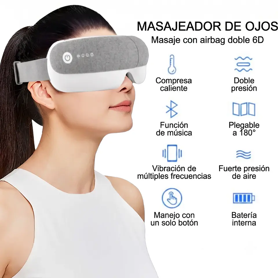 Masajeador Inteligente de Ojos con Calor, Bluetooth y Diseño Portátil 5