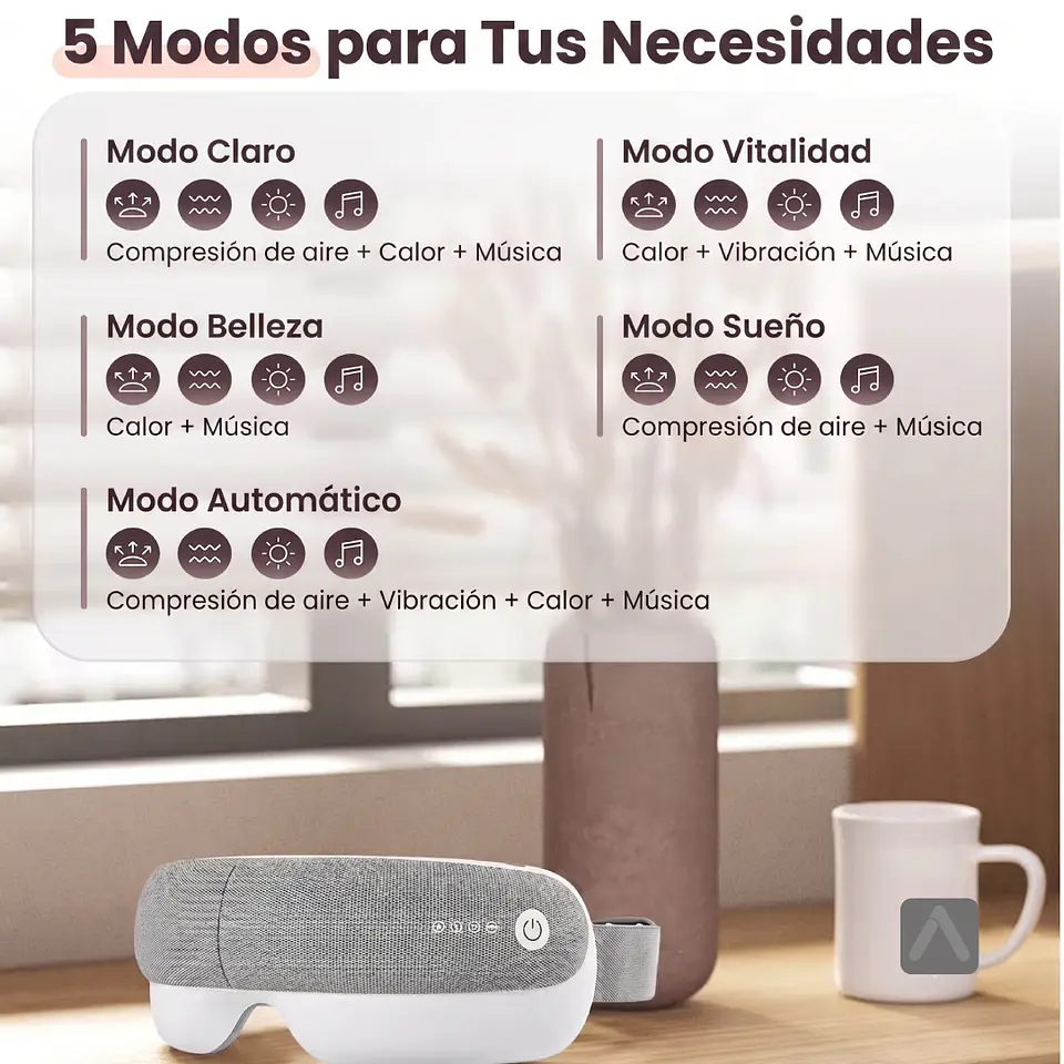 Masajeador Inteligente de Ojos con Calor, Bluetooth y Diseño Portátil 7