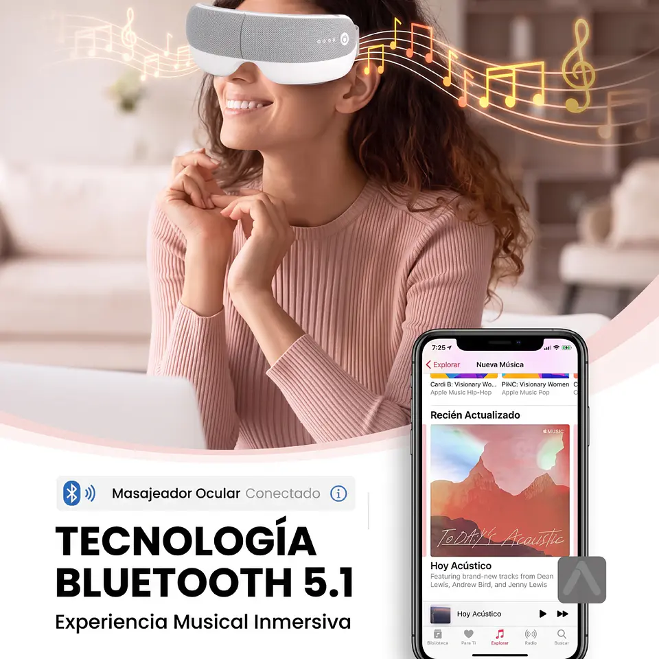 Masajeador Inteligente de Ojos con Calor, Bluetooth y Diseño Portátil 8