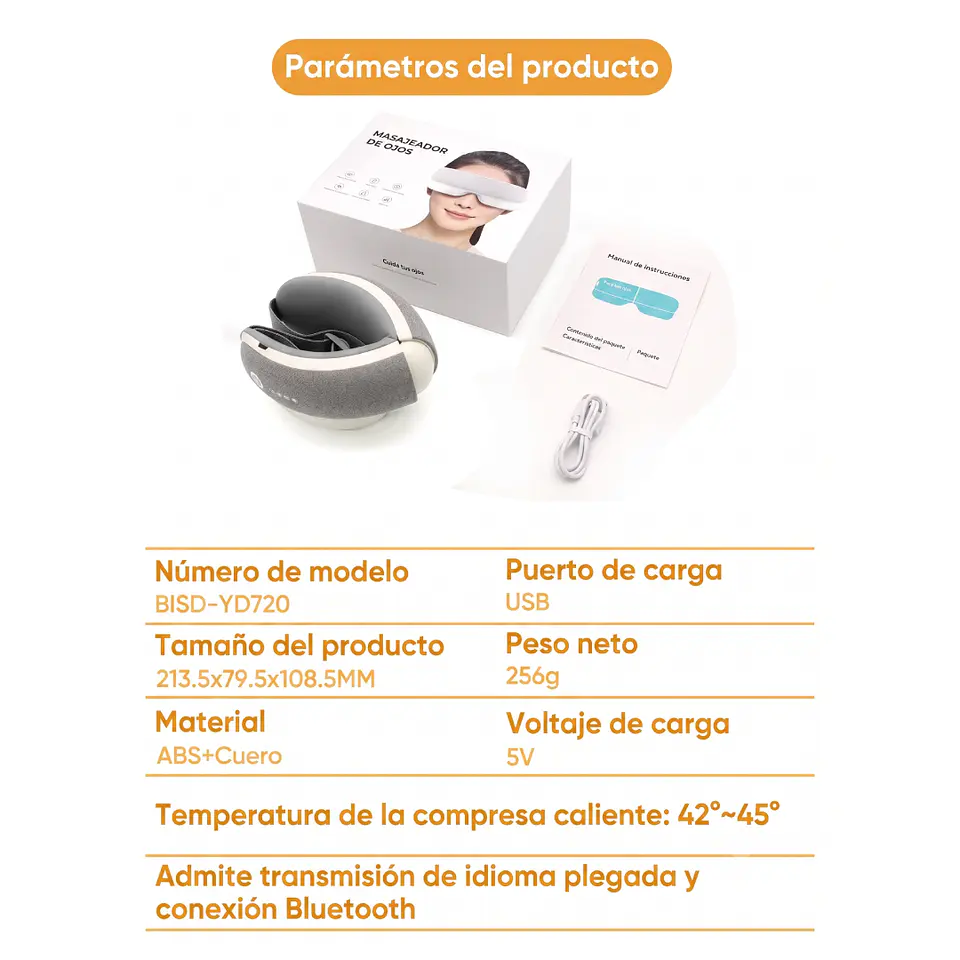 Masajeador Inteligente de Ojos con Calor, Bluetooth y Diseño Portátil 10