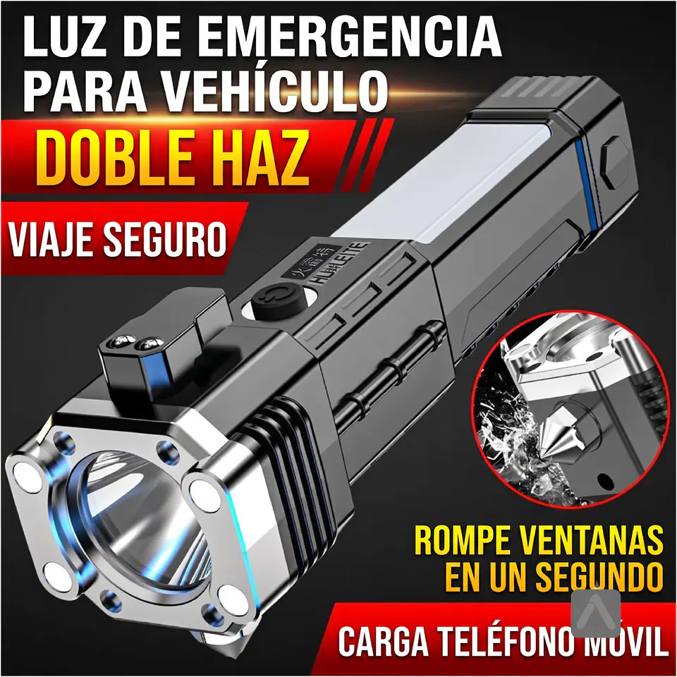 Linterna LED Multifuncional 5000 Lúmenes con Cortador y Rompecristal 2