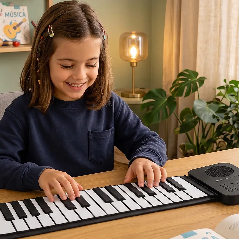 Piano de silicona, con parlante incorporado y funcionamiento a pilas 2