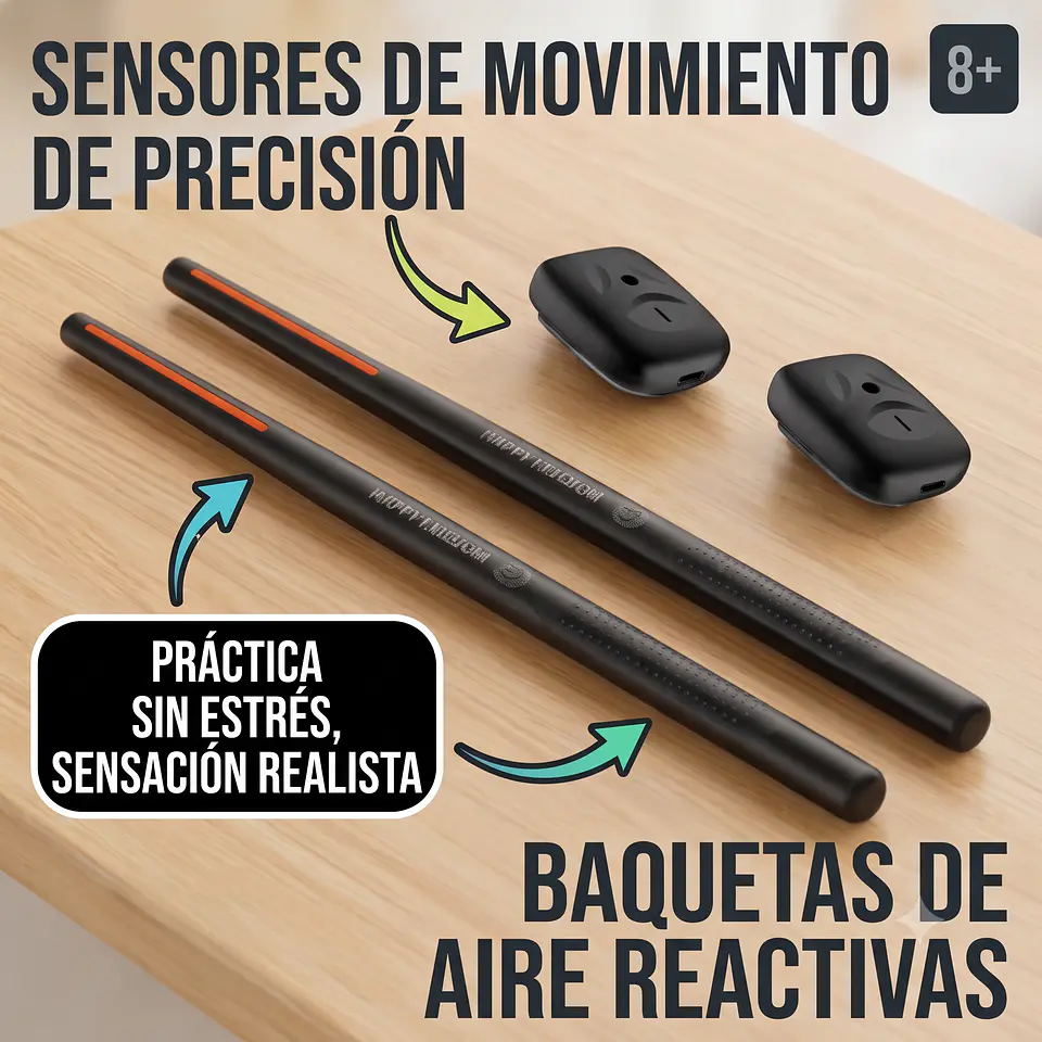 Batería Inteligente al Aire con baquetas, portátil, electrónico, Virtual, pedales  4