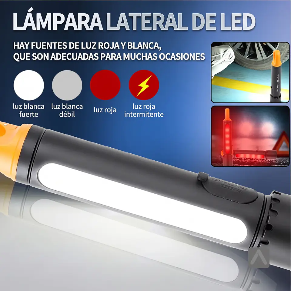 Linterna LED Recargable con Zoom Telescópico, Lámpara y Gancho 5