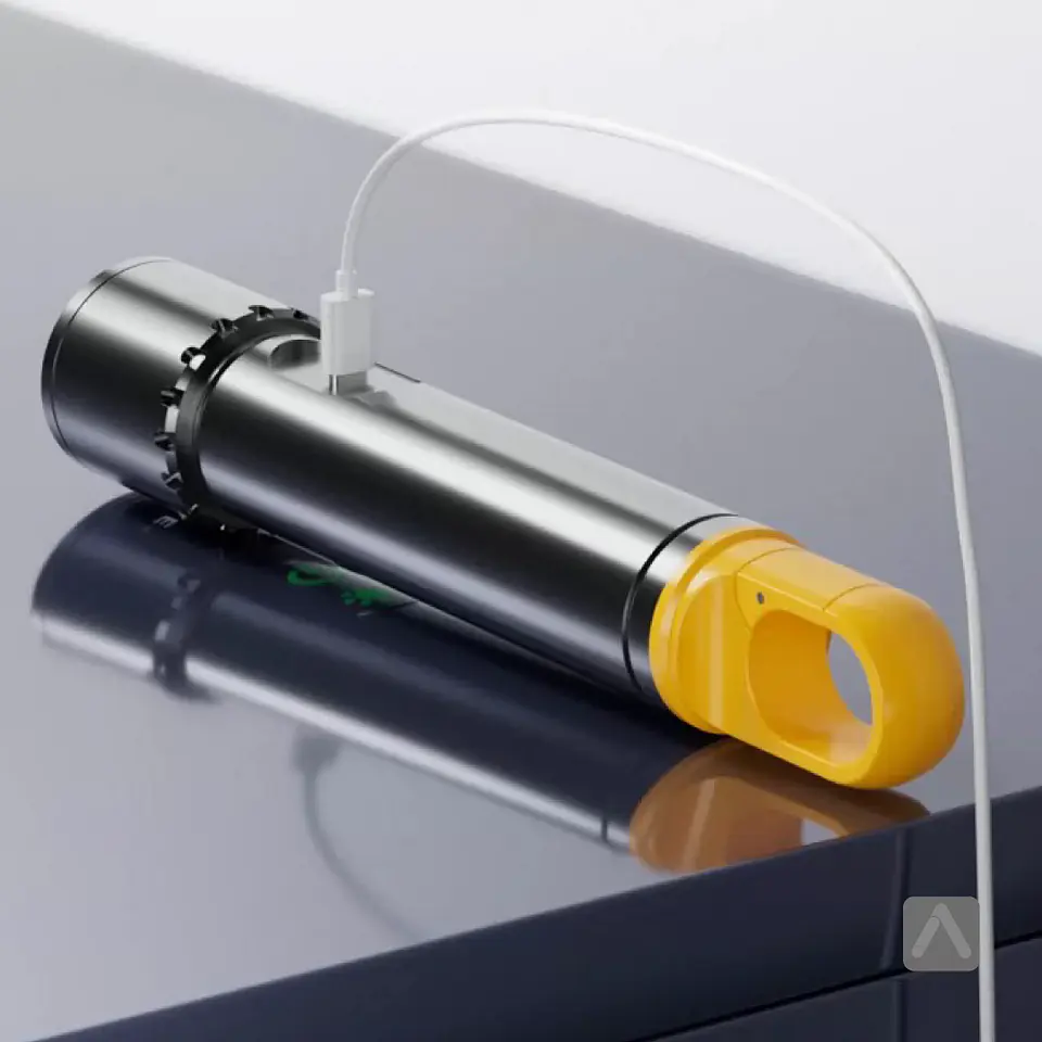 Linterna LED Recargable con Zoom Telescópico, Lámpara y Gancho 8