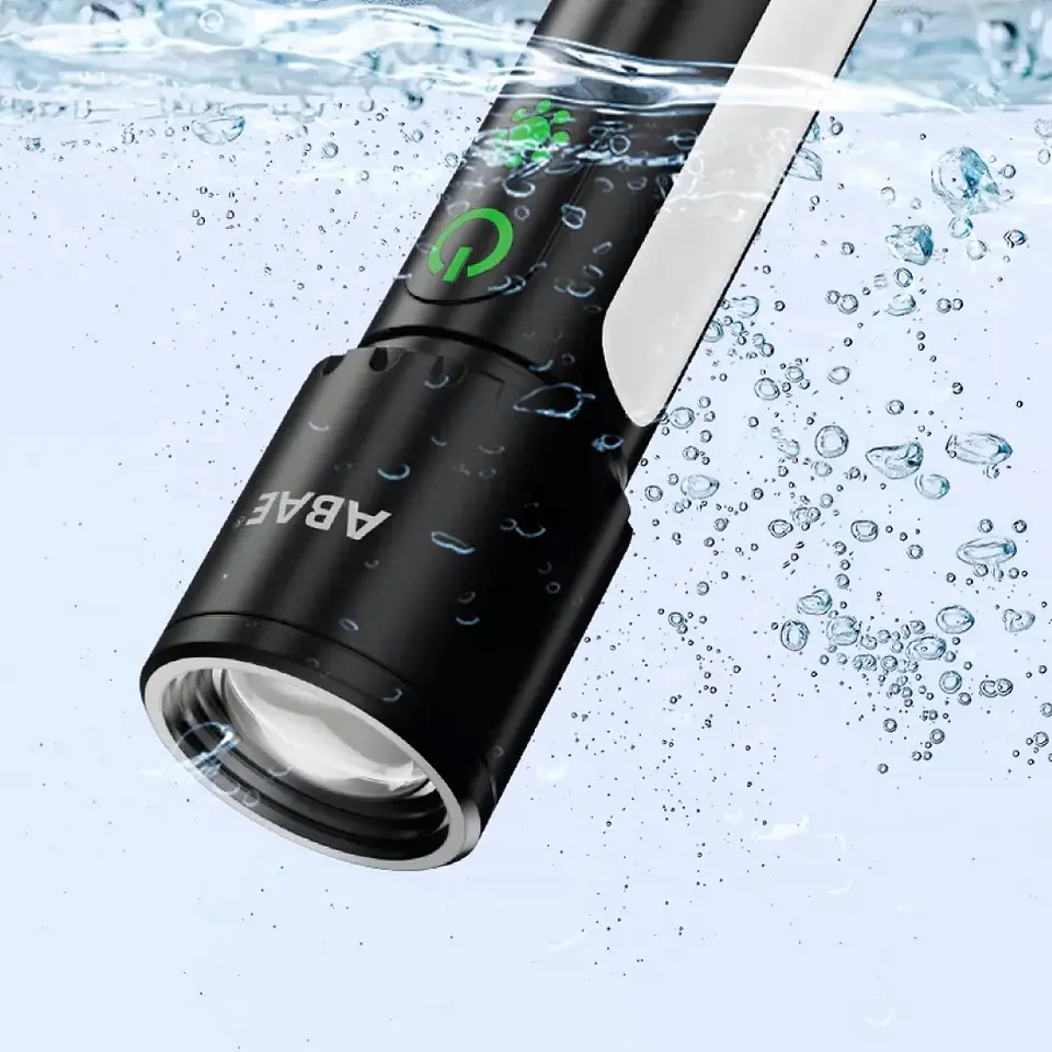 Linterna LED Recargable con Zoom Telescópico, Lámpara y Gancho 10