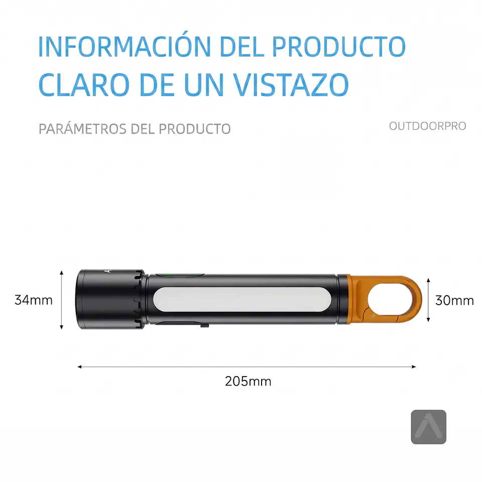 Linterna LED Recargable con Zoom Telescópico, Lámpara y Gancho 11