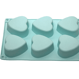 Molde 6 corazones para jabón