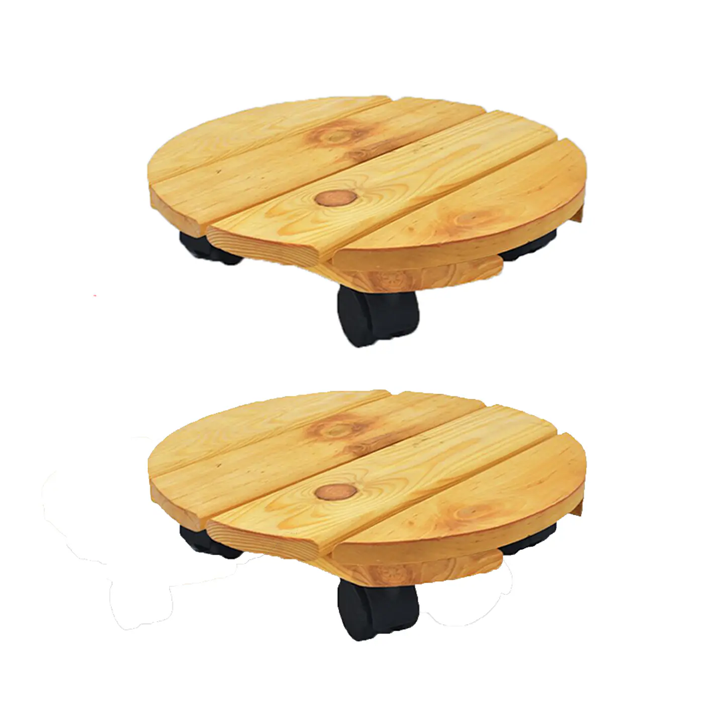 Combo 2 Und Base En Pino Redonda 30cm Para Matera Con Ruedas 1