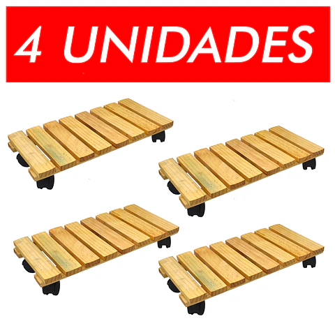 Combo 4 Unidades Base Para Matera Con Ruedas 50cm X 24 Cm