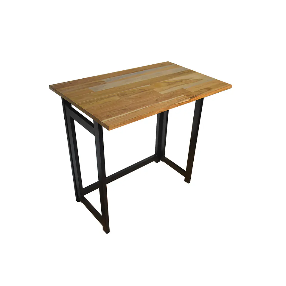 Escritorio Mesa Plegable Madera Premium 77 Cm Metal Teca 2