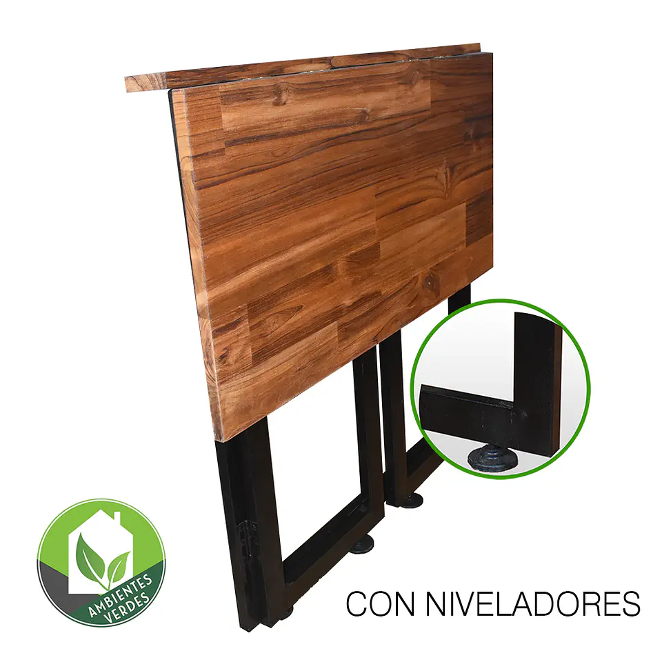 Escritorio Mesa Plegable Madera Premium 77 Cm Metal Teca 3