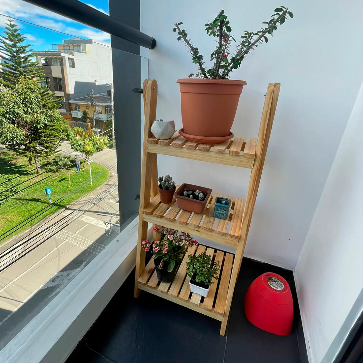 Mueble Jardín Jardinera Plegable En Madera Pino 100 X 46 Cm  2