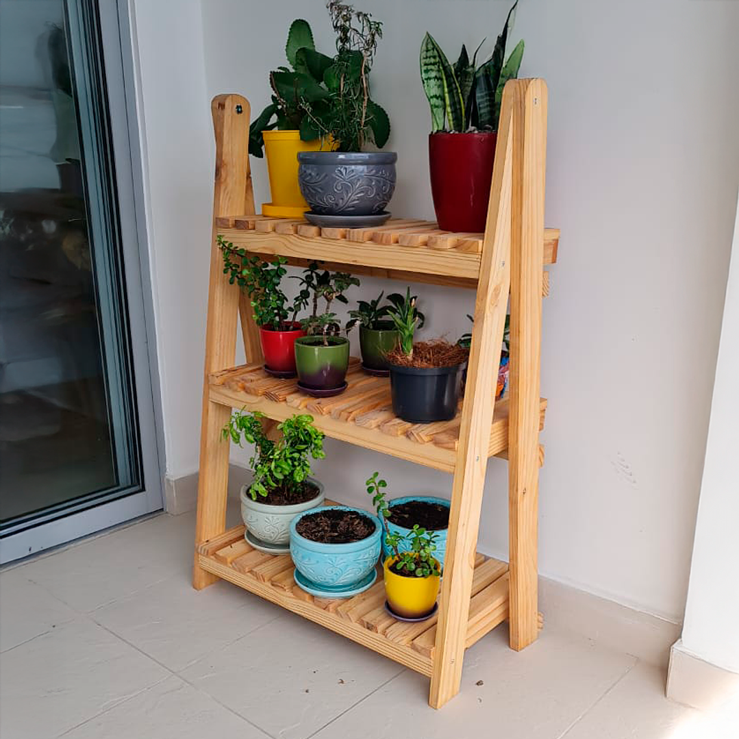 Mueble Jardín Jardinera Plegable En Madera Pino 100 X 67 Cm  2