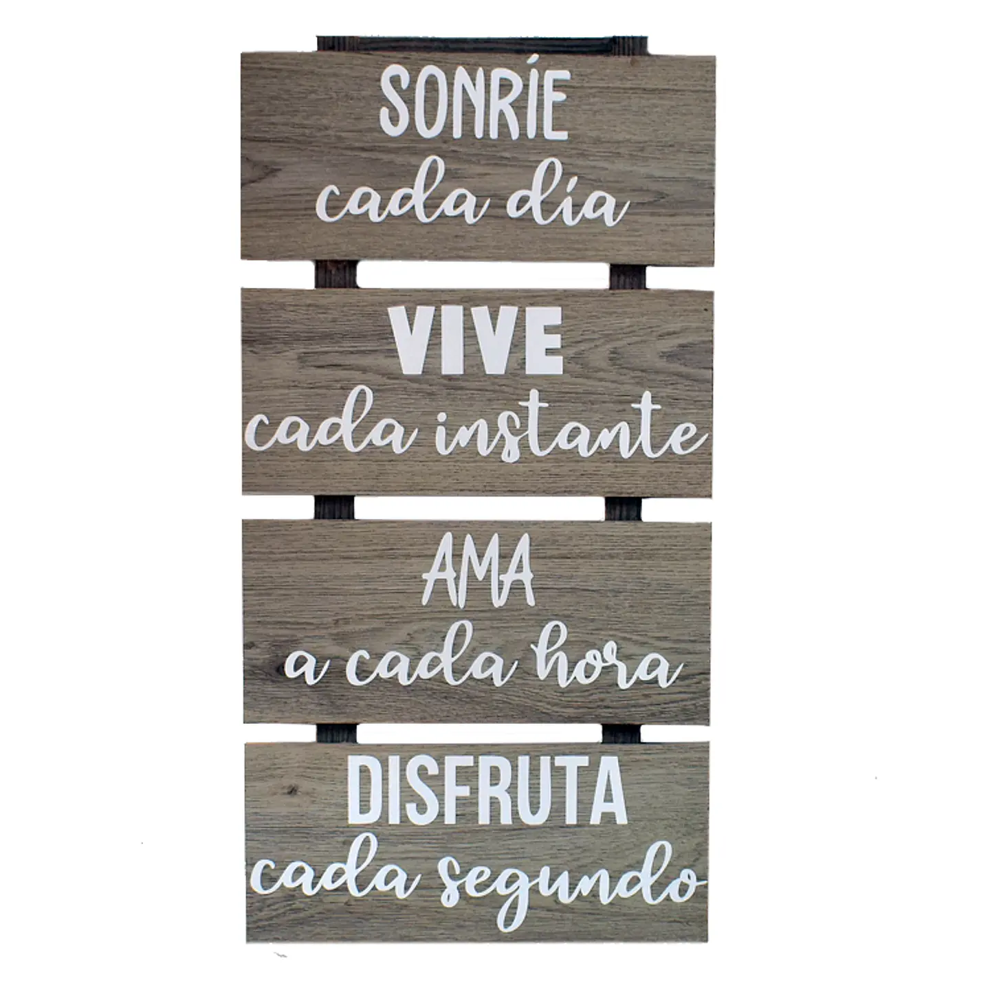 Letrero Madera Láminada 4 Módulos Sonríe, Vive, Ama,disfruta 1
