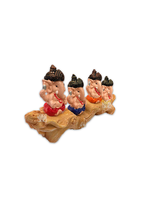 Set Figura Ganesh  Poliresina Pedestal   3,5