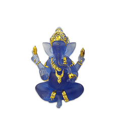 Dios Ganesh en Poliresina Mediana  Azul Transparente  7" JI21-10