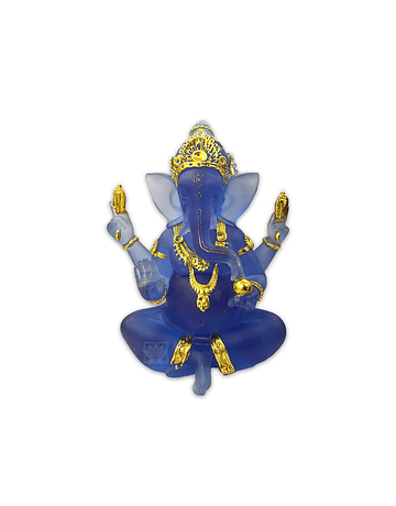 Dios Ganesh en Poliresina Mediana  Azul Transparente  7