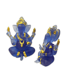 Dios Ganesh en Poliresina Mediana  Azul Transparente  7" JI21-10