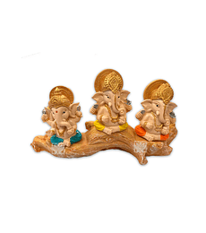 Set Figura Ganesh  Poliresina Pedestal   3,5" JI21-59