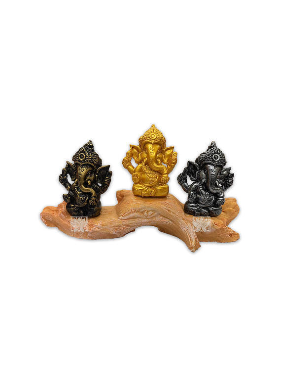 Set Figura Ganesh  Poliresina Pedestal   3,5