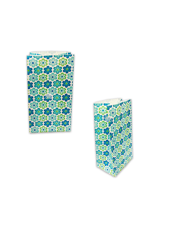 Bolsa Papel  Flores (Cambucho) Azul 18X9  JI-015-89