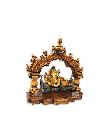 Dios Ganesh Sentado en Arco  de  Poliresina    11" JI11-208