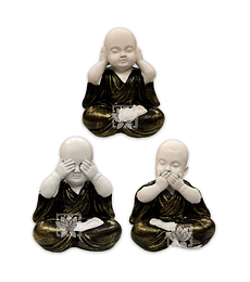Figura Buda  Ciego, Sordo y Mudo, Poliresina 5" JI21-29