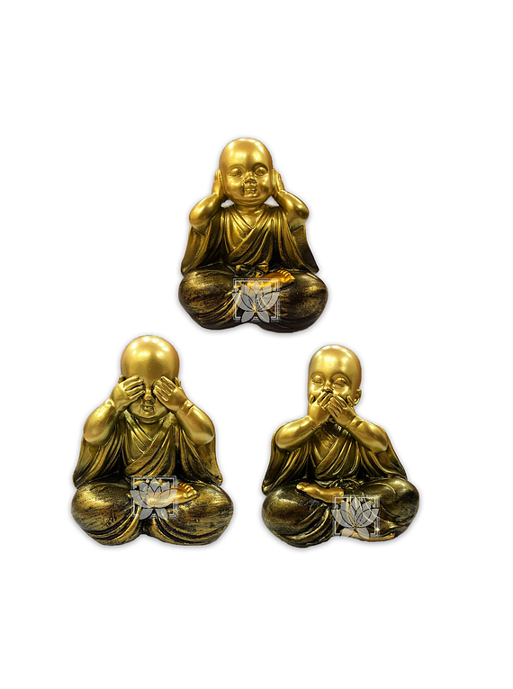 Figura Buda Joven  Dorado Ciego, Sordo y Mudo  5