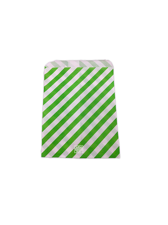 Bolsa Papel Rayas Verde C. (Cambucho) 18X13 JI15-006