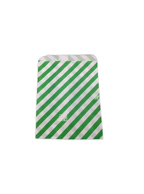 Bolsa Papel Rayas Verdes O.(Cambucho) 18X13 JI15-006