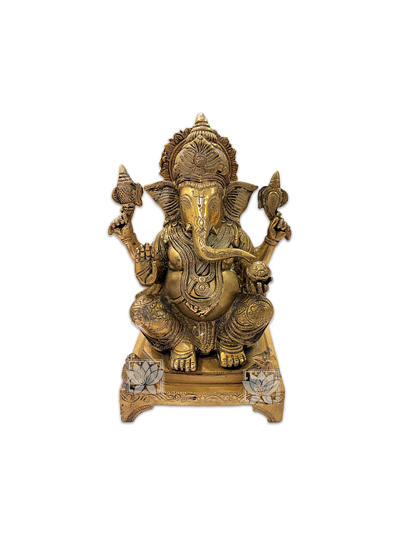 Ganesh con Base en Bronce 10,5