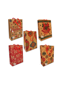 Bolsa Papel Kraft c/diseño 20x15cm Precio x Docena JI16-11D