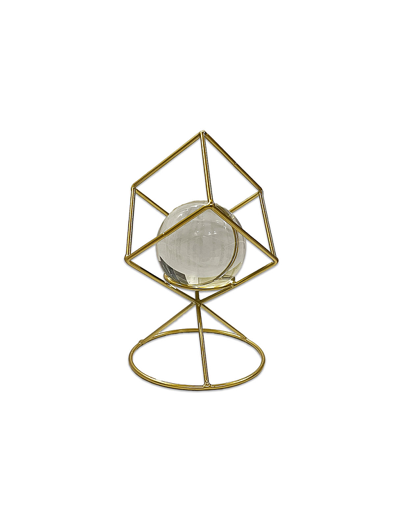 Figura Metal Cubo con Esfera y  Base JI23-278