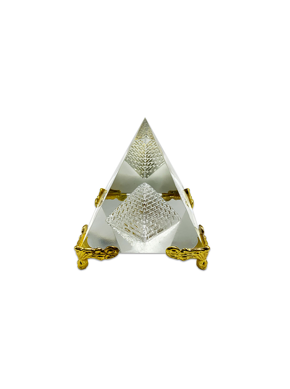 Pirámide de Cristal Dorada Chica 6x5cm JI23-247
