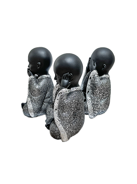 Set Figura Buda  Ciego, Sordo, Mudo/ Negro JI23-331