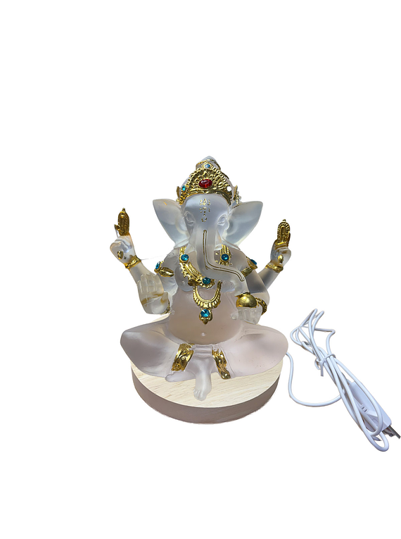 Figura Cristal Ganesh con Luz 