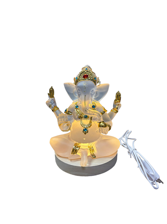 Figura Cristal Ganesh con Luz 