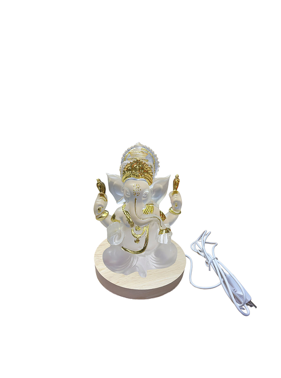 Figura Cristal Ganesh con Luz - 13cm