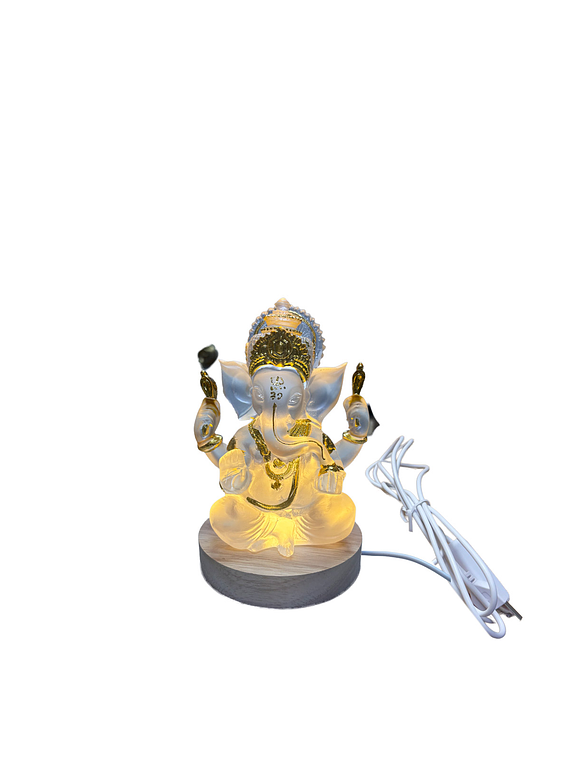 Figura Cristal Ganesh con Luz - 13cm