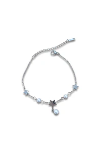 Brazalete | Pulsera de Acero inoxidable - Estrellas y perlas