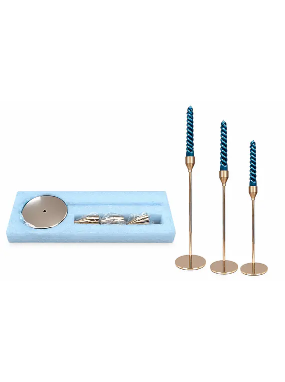 Set Porta Vela Metálico Dorado