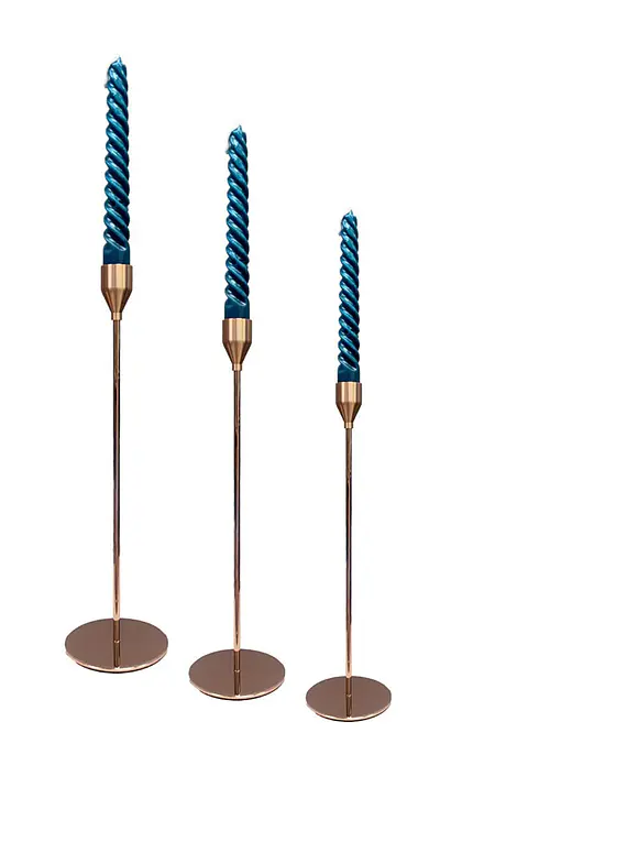 Set Porta Vela Metálico Dorado
