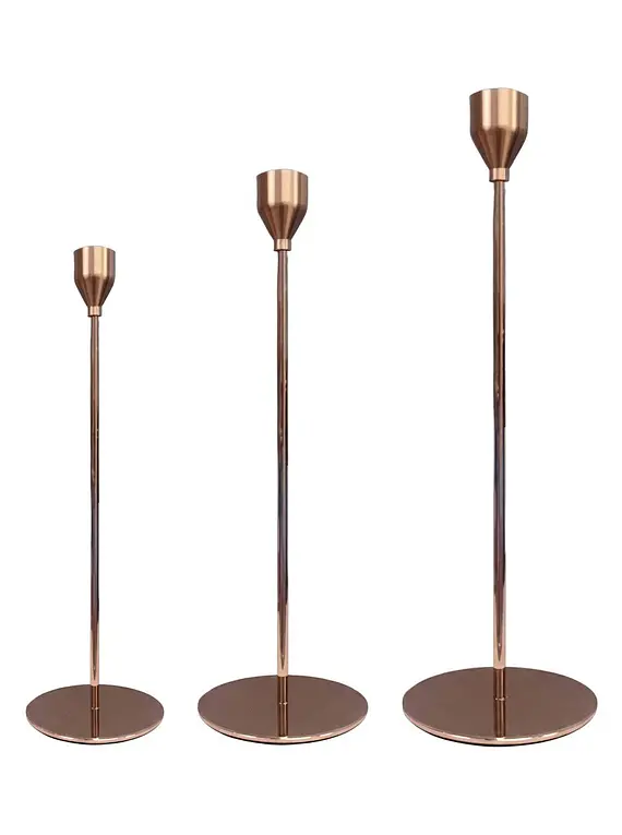 Set Porta Vela Metálico Dorado