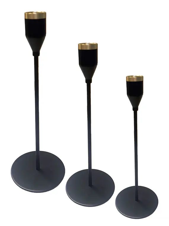 Set Porta vela Negro Metalico