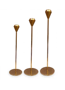 Set Porta Vela Metálico Dorado JI25-108