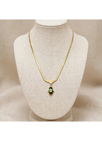 Collar Doble acero inoxidable con Zirconia y piedra