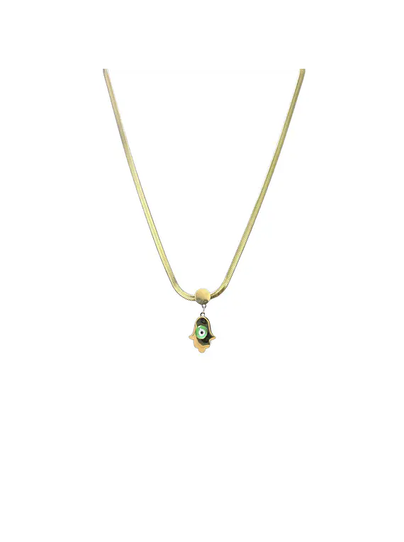 Collar Doble acero inoxidable con Zirconia y piedra